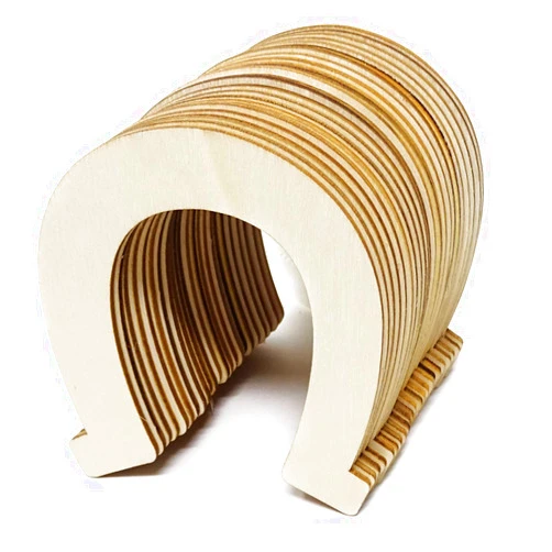Honbay 24PCS Horseshoe Shaped Blank Unfinished Wood Discs Slices for DIY Crafts