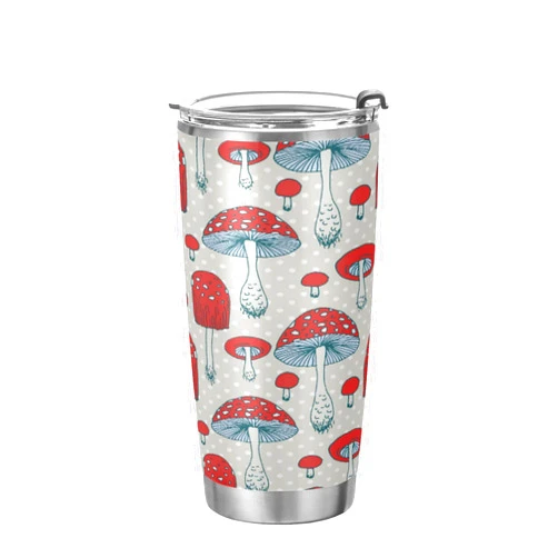 Foixnub Red Mushroom 20oz Tumbler Poit Insulated Coffee Cup Wine Tumbler Stainless Steel Reusable Water Bottle Double Walled Travel Mug Thermal Cup for Hot Cold Drinks