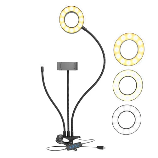 Movo VGC-3 Selfie Ring Light Stand with Cell Phone Holder and Third Flexible Arm with a 1/4
