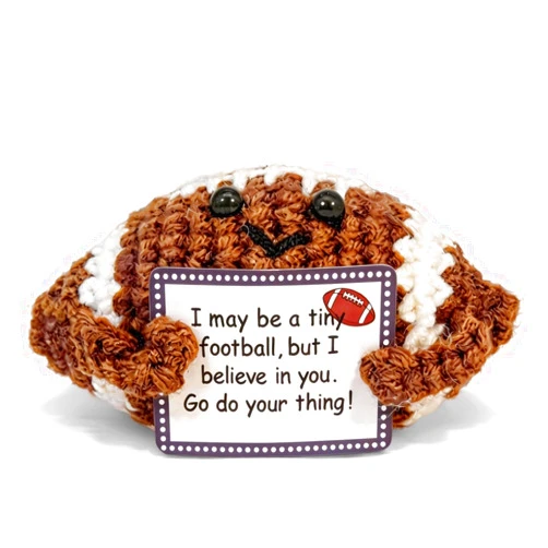 KATOCHUG Funny Crochet Football Gift for Football Dads and Moms, Emotional Support Mini Football Plush, Handmade Football Stuffed Animal, Mother’s Day Father’s Day Room Decor