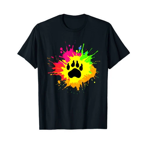 Furry Fandom Shirt by Crush Retro Furry Shirt Rainbow Bear Fursona Wolf Paw Print Gifts T-Shirt