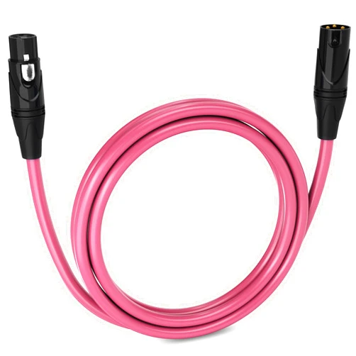 LyxPro 6 Feet XLR Microphone Cable Balanced Male to Female 3 Pin Mic Cord for Powered Speakers Audio Interface Professional Pro Audio Performance and Recording Devices - Pink