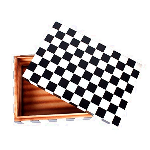 FAIR DEAL HANDICRAFTS Handmade Black & White Bone Checkered Inlay Box|| Chess Designed Black & White Storage Organizer Multipurpose Box