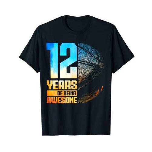Basketball Birthday Gifts Apparel Boy Man B-Day 12th Birthday Boys Basketball Player Basketball 12 Years Old T-Shirt
