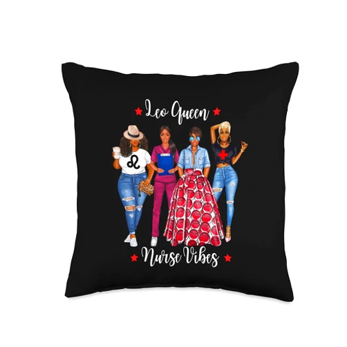 Lush Nursing Black Leo Queen Style July August Nursing Women Throw Pillow, 16x16, Multicolor