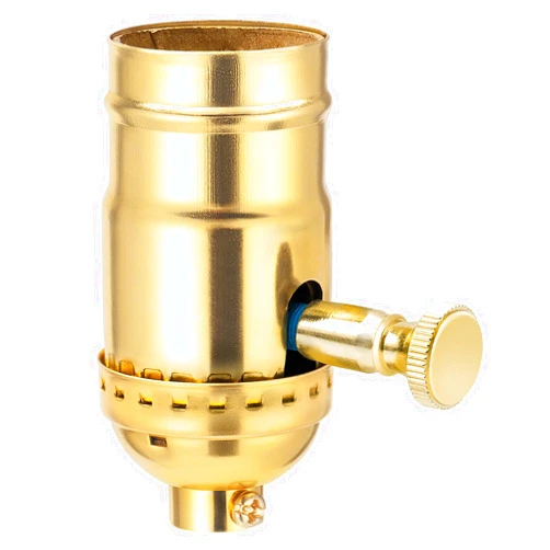 DiCUNO UL Listed Full Range Dimmer Lamp Socket Replacement, Vintage E26 Light Bulb Socket, Rotating Dimmer Switch Knob for Table, Floor Lamp, DIY Project, Gold, 150 Watt, 1-Pack