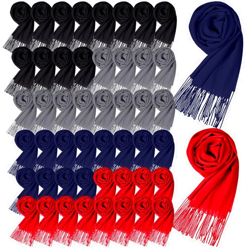 IMEDGOG 48 Pcs Bulk Cashmere Scarves - Soft Shawls & Wraps with Tassel Edge, 13.8x78.8in | Ideal Wedding Bridesmaid Gifts