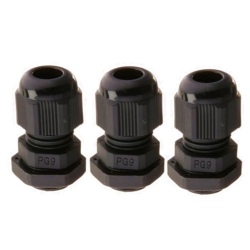 YXQ 3Pcs PG9 Cable Gland Joints Gasket for 4-8mm Wire Adjustable Lock Nut Waterproof Connector Plastic Black