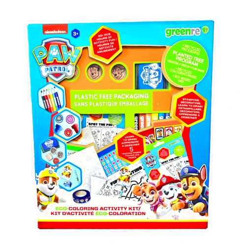 greenre Paw Patrol Eco-Medium Colouring Activity Box with Sticker Sheets, Activity and Tracing Pad, Sharpener, Eraser for Boys and Girls 3,4,5,6+ Under Tree Planting Program