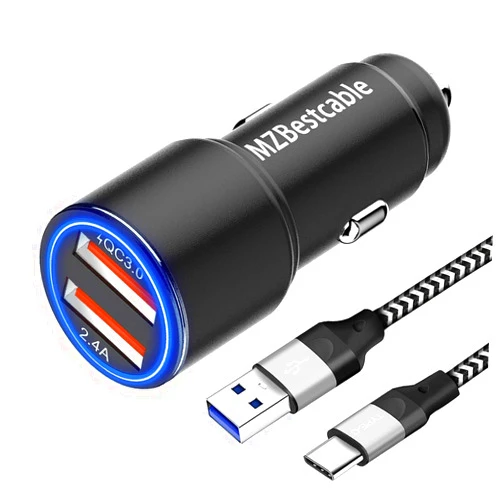 MZBESTCable Car Charger Fast Charging for Moto G Stylus 5G 2021 2020/Power 2021 2022,G100/G Pure/G Play/G Fast/G7 Play Power,Edge 2021 2020/Z4 Z3,Motorola One 5G Ace,30W Adapter Quick Charge 3.0+6FT USB Cable
