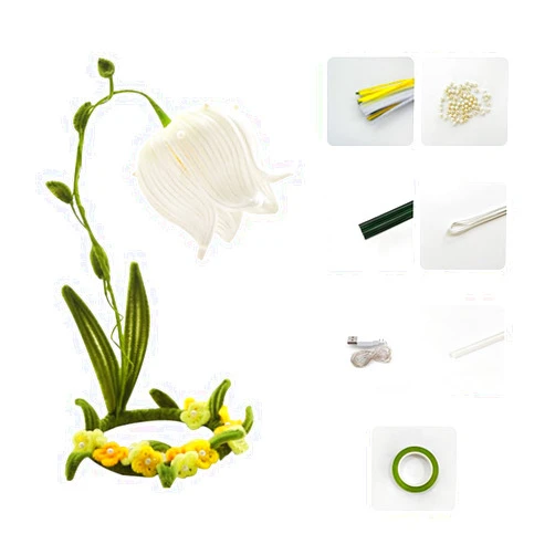 Finyoffiy Pipe Cleaners Craft Supplies Flower Craft Kit DIY Tulip Bouquet Making Kit Fuzzy Sticks Crafting Materials to Decorations Gift (White)