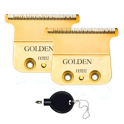 Audoc 2PCS Gold FX707Z DLC Replacement Blades for BaByliss PRO Barberology Trimmer Blade,DLC 2.0 Trimmer Replacement Blade for BaBylissPRO FX787 & FX726 Hair Trimmer,Gold