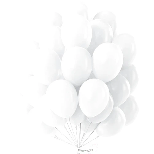 PartyWoo White Balloons, 50 pcs 12 Inch Pearl White Balloons, White Latex Balloons for Balloon Garland or Balloon Arch as Party Decorations, Birthday Decorations, Baby Shower Decorations, White-Z30