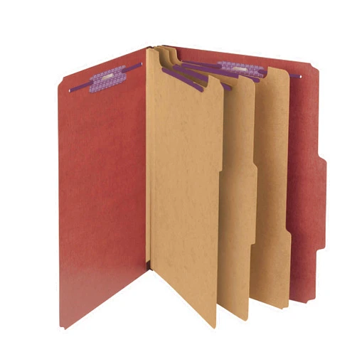 Smead Pressboard Classification File Folder with SafeSHIELD Fasteners, 3 Dividers, 3