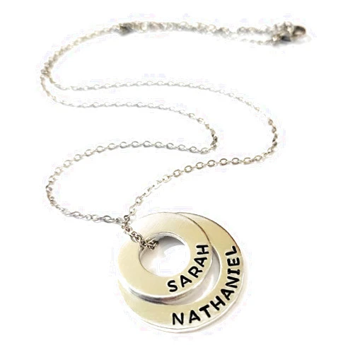 Tucker's Trinkets And Treasures Two Layered Personalized Family Necklace Gift for Mom Grandma with Names or Dates