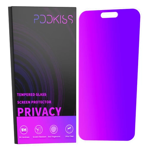 PDDKISS Compatible for iPhone 15 Pro Max Privacy Screen Protector Tempered Glass 6.7 Inch, Purple Gradient Anti Spy Anti Blue Light HD Easy Installation