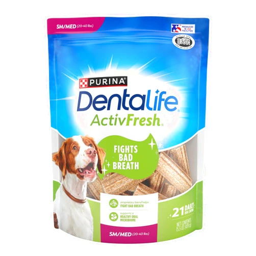 Dentalife Purina DentaLife ActivFresh Chicken Flavor Small/Medium Breed Adult Dog Dental Chews - 21 ct. Pouch