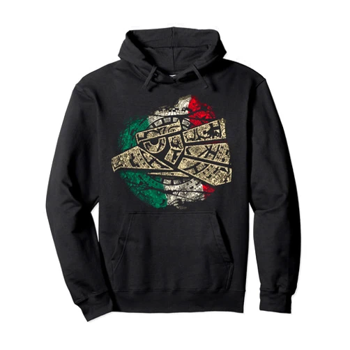 Mexico Sacred Aztec Calendar Mexican Eagle Archeological Pullover Hoodie