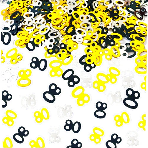 JNSAXMI 80 Confetti Birthday Party Confetti Number 80 Sequins 80th Anniversary Party Glitter Metallic Foil Table Scatter for Party Table Decoration Supplies or DIY(Golden Black Silver)