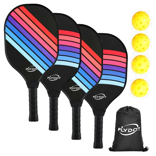 Flydot Pickleball Paddles Set of 4, 4 Indoor&Outdoor Pickleball Balls and 1 Carry Bag, Pickleball Paddles for Beginner&Pro, Pickleball Rackets with Ergonomic Cushion Grip