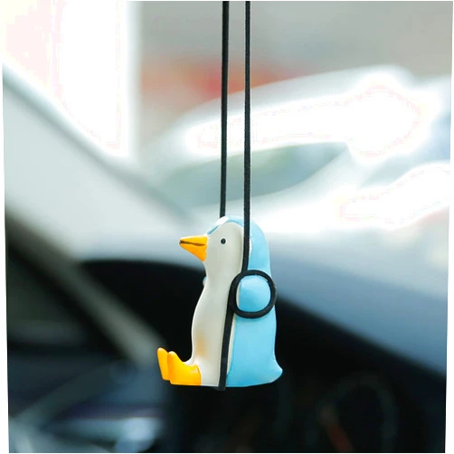 YGMONER Super Cute Swinging Penguin Car Mirror Hanging Ornament Car Interior Accessories (Penguin)
