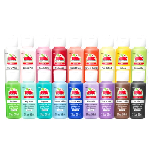 Apple Barrel, Pastel Dreams & Vivid Wonders Collection Acrylic Craft Paint, PROMOTCK, 2 fl oz each, 18 assorted matte colors, 18 count