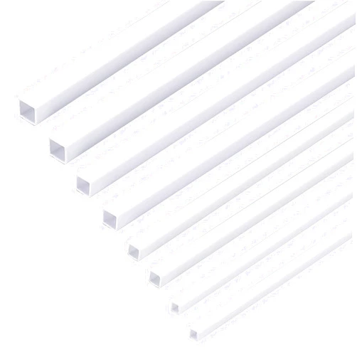 OLYCRAFT 40pcs 4 Size ABS Plastic Square Tube 3/4/5/6mm White ABS Plastic Square Tube Hollow Square Bar Rods ABS Plastic Rods for DIY Sand Table Architectural Model Making