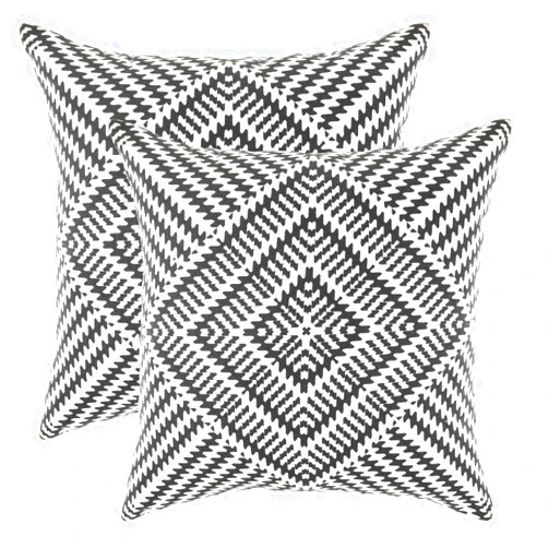 TreeWool Kaleidoscope Accent 24x24 Set of 2 Fall Winter Decorative Throw Pillow Covers 100% Cotton Home Decor Pillowcases for Sofa Living Room Couch (Black)