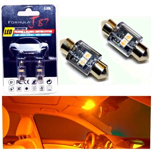Formula-J87 LED Bulbs 3030 SMD 31mm DE3175 DE3021 DE3022 – Interior Dome, Map, Door, Trunk, Cargo, Glove Box Light Replacement (Pack of 2) (Orange)