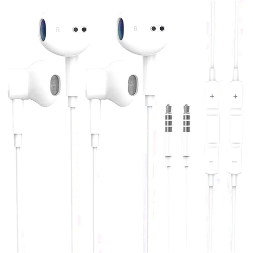 FOBSUNLAND [2 Pack] Earphones with Microphone Volume Control, Deep Bass 3.5mm Wired Earbuds Headphones Headsets Compatible with iPhone/Samsung/Android Phone/Tablet/Laptops/Computers(White)