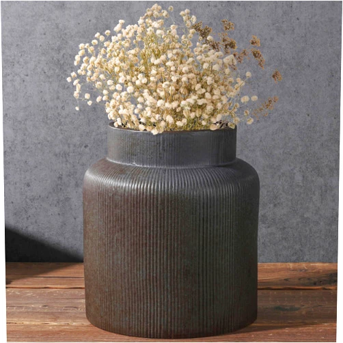 RIKBVOM Rustic Vases for Decor, Farmhouse Ceramic Vase for Flowers, Vintage Decorative Vase for Home Decor, Dining Table, Living Room, Shelf, Kitchen, Bedroom (Dark Brown)