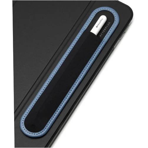 AFTERPLUG A Afterplug Stick On Stylus Holder - Two-Tone Design, Microfiber Base, Rip-Resistant Elastic Sleeve, 3M Adhesive, Compatible with Apple Pencil 1st, 2nd Gen, USB C & Pro and Others - Slate Blue