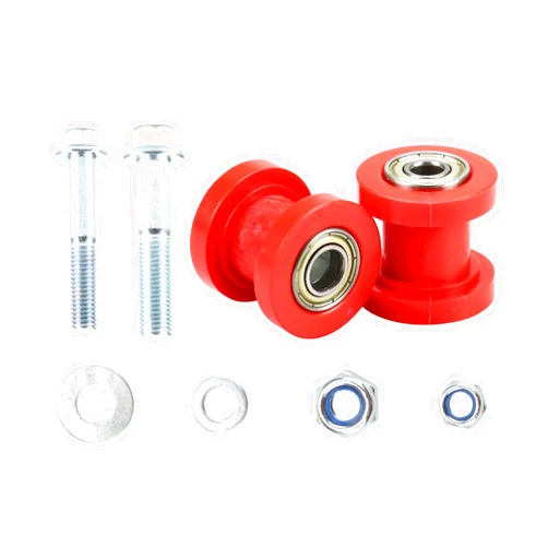 LEETUTA Red 8mm and 10mm Chain Roller Pulley Tensioner Wheel Guide Set for Motorcycle Mini Bike Atv 125cc 140cc 160cc SSR XR125 CRF50 KLX110 Pitster Pit Dirt Bike Parts