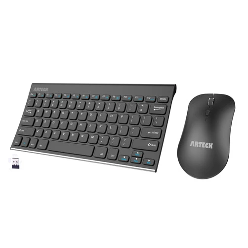 Arteck 2.4G Wireless Keyboard and Mouse Combo Ultra Compact Slim Stainless Full Size Keyboard and Ergonomic Mouse for Computer/Desktop/PC/Laptop and Windows 10/8/7 Build in Rechargeable Battery