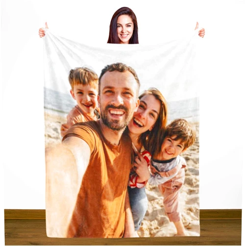 Rsskeoo Custom Blanket with Photo Text Collage Personalized Picture Blankets Throw Blanket, Memorial Customized Gifts for Mom, Dad, Family, Friends, Couples, Pets