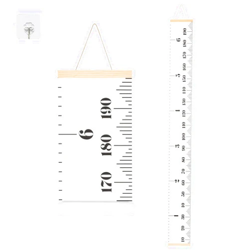BESSLEE Canvas Kids Growth Chart for Wall, Plain Height Measurement Tracker for Baby Boy, Hanging Ruler with Removable Hook, Nursery Room Playroom Toddler Bedroom Decor, 79”x7.9” White