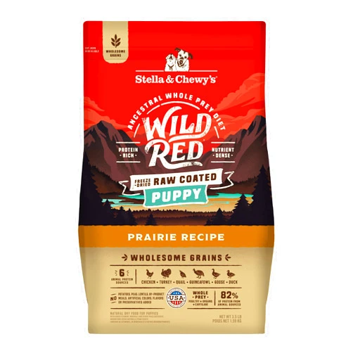 Stella & Chewy's Wild Red Dry Dog Food Raw Coated High Protein Wholesome Grains Puppy Prairie Recipe, 3.5 lb. Bag