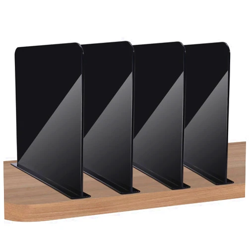 ROUFA 4Pcs Acrylic Shelf Dividers, Adjustable Closet Organizer Fit for Any Thickness of Shelves, Multi-Purpose Wood Shelf Separators for Bedroom, Kitchen, Office, Bathroom, 11.8''x11'' (Black)
