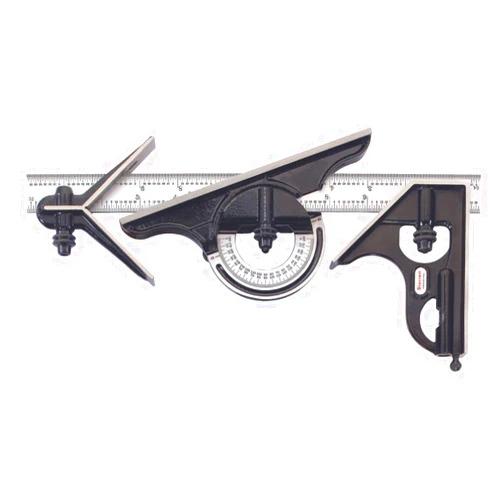 Starrett Combination Set with Square, Center and Reversible Protractor Head and Blade - 12