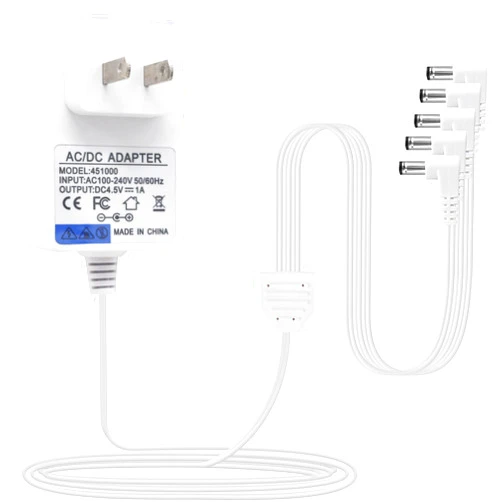 HUZUM AC/DC Adapter Compatible with Lemax Lighted Accessory 4.5V # 74706 Christmas Village Houses Playground Display 34988A Spooky Town Collection 64518 4.5 Volts 4.5VDC Power Supply（ White 5 Output Jack