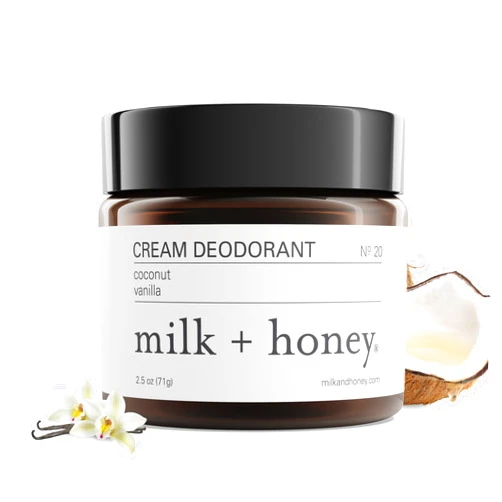 milk + honey Cream Deodorant No. 20, Aluminum Free Deodorant with Coconut and Vanilla, Natural for Men and Women, for All Skin Types, 2.5 Oz