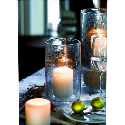 ARIAMOTION Hurricane Candle Holder for Pillar Glass Cylinder Vase Modern Rustic Centerpiece Clear Seeded Home Decor for Kitchen Table Living Room 8
