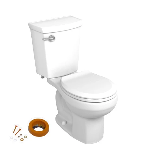 American Standard 606DA001.020 H2Optimum Two-Piece Toilet with Toilet Seat and Wax Ring, Round Front, Standard Height, White, 1.1 gpf