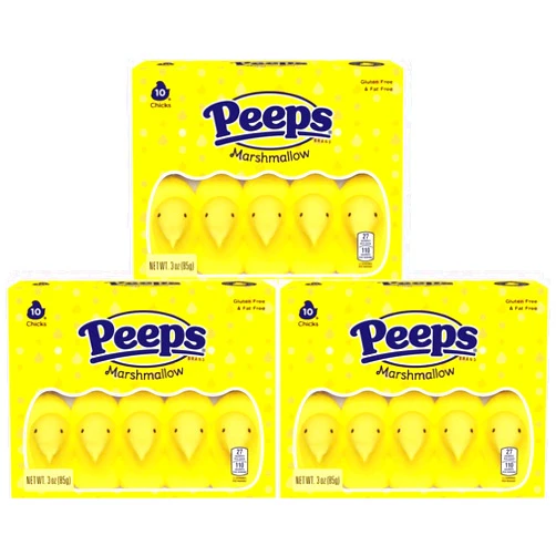 HUBZ PEEPS Easter Marshmallow Chicks, Variety Pack, 10 Count (Assorted Flavors & Colors) (3 count, Yellow Chicks Marshmallow)