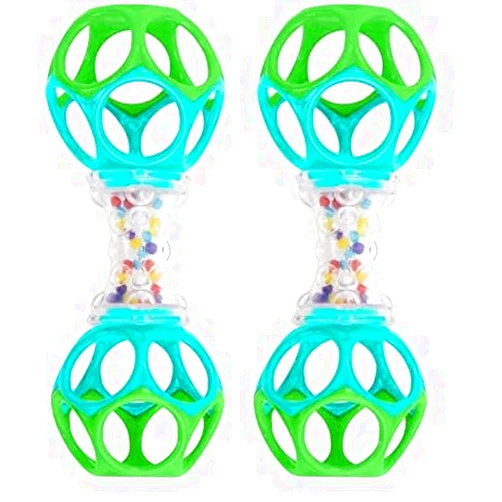 Bright Starts Oball Shaker Rattle Toy, Ages Newborn + (Pack of 2)