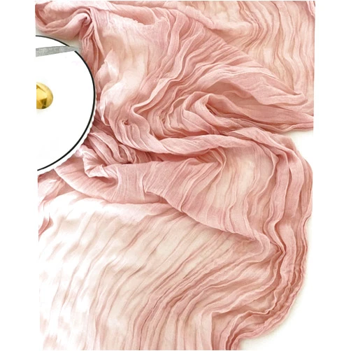 Rikivt 10pcs Thanksgiving Table Runner Cheesecloth Fall Table Runners 120 Inches Long 10ft Boho Rustic Cheese Cloth Gauze Dusty Pink Table Runner for Wedding Holiday Party Baby Shower Fall Decor