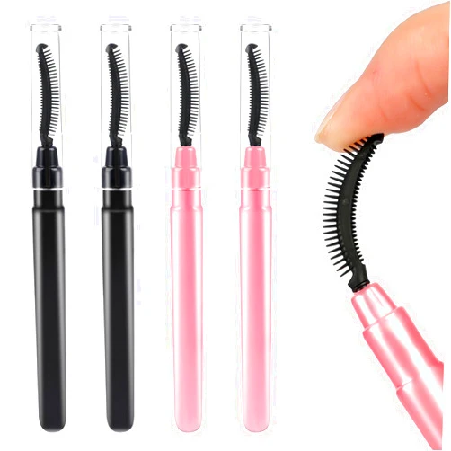 Sliverdew 4 Pcs Silicone Eyelash Separator Tool Lash Brush Mascara Eyelash Wand Brush Eyebrow Spoolie Brush Eyelashes Definer with Lid Lash Separating Comb (Pink, Black)