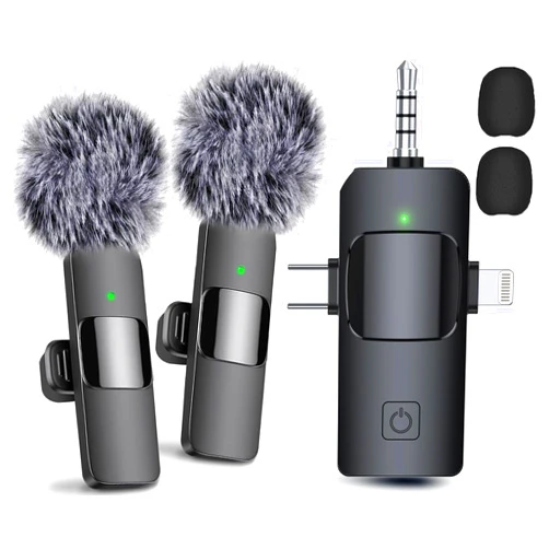 Mini Mic Pro 3 in 1 Wireless Microphone for iPhone, Android, Camera, USB-C Microphone, Wireless Lavalier Microphone, Mini Microphone, Noise Canceling Lapel Mic for Interview Video Podcast Vlog