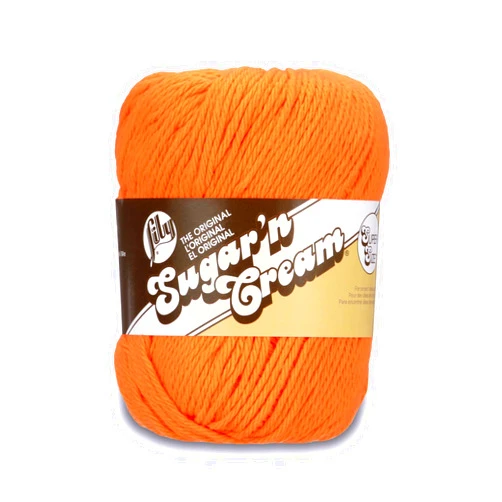 Lily Sugar 'N Cream Super Size Solid Yarn, 4oz, Gauge 4 Medium, 100% Cotton - Hot Orange - Machine Wash & Dry