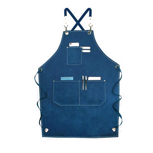 ALCKO Work Apron, Multipurpose Heavy Duty Waxed Canvas Waterproof Oil-Resistant Tools Apron with Tool Pockets (Color : Blue, Size : X-Large)